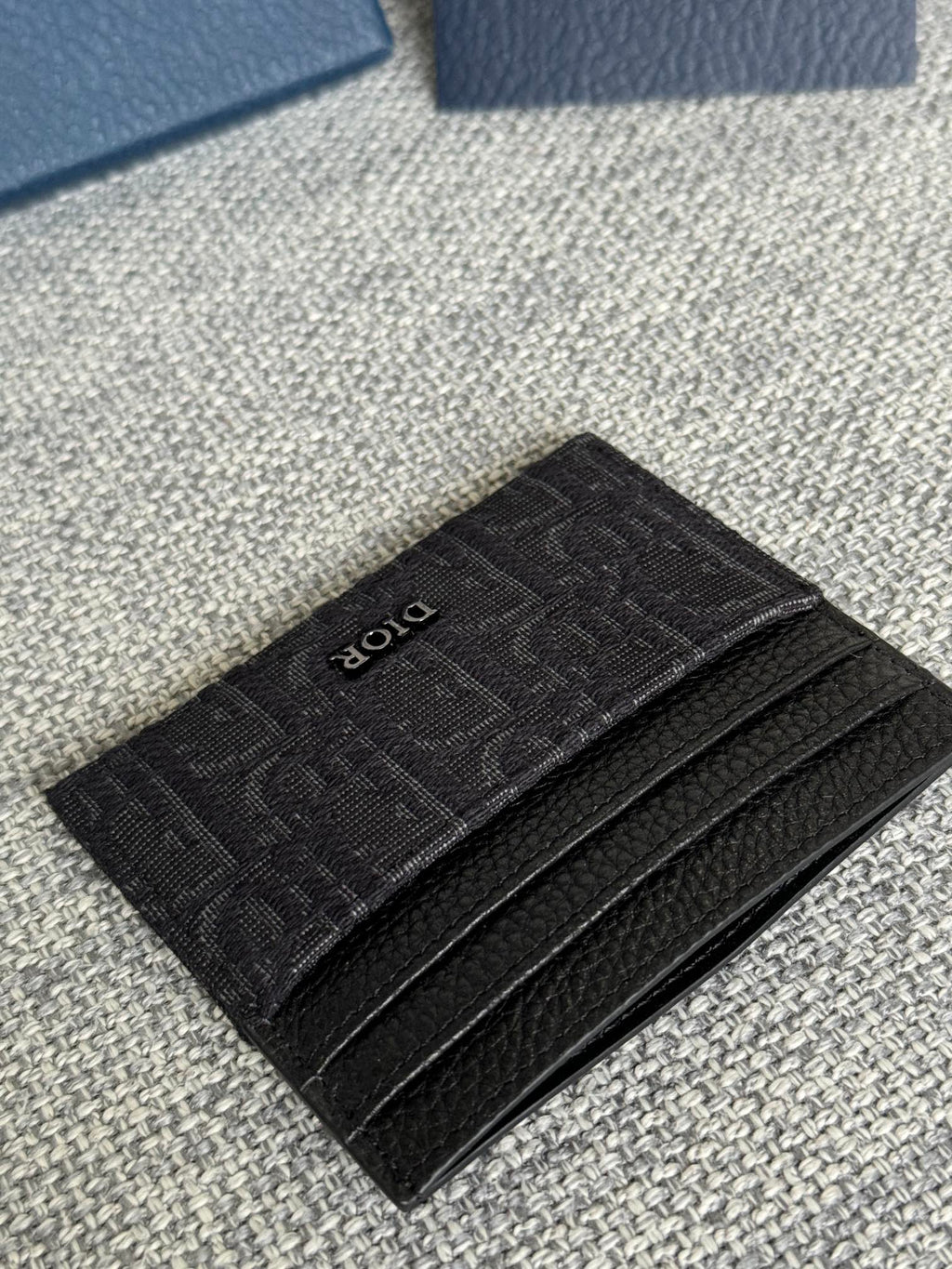 디올 블랙 Dior Oblique 자카드 카드 홀더