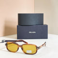 프라다 브라운 톨토이즈 옐로우 틴트 케이스 세트 라지 선글라스