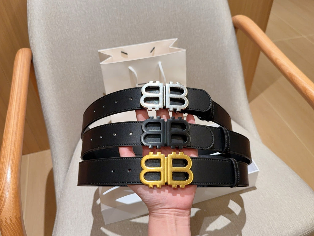 발렌시아가 BB 로고 레더 벨트 3COLOR