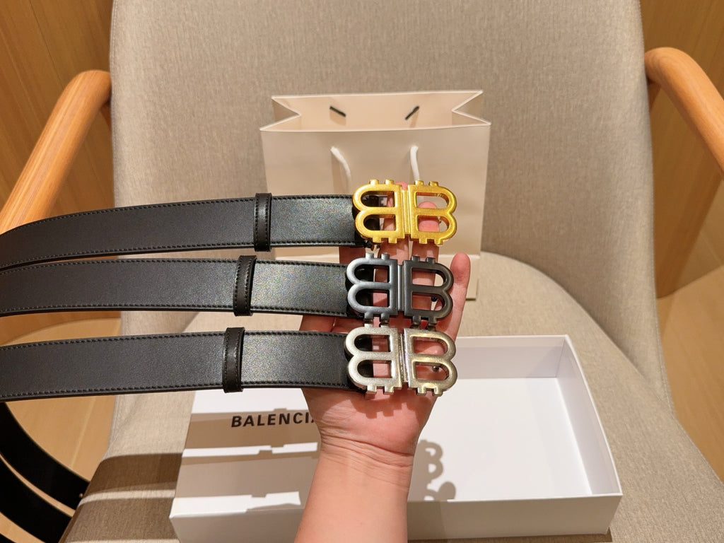 발렌시아가 BB 로고 레더 벨트 3COLOR