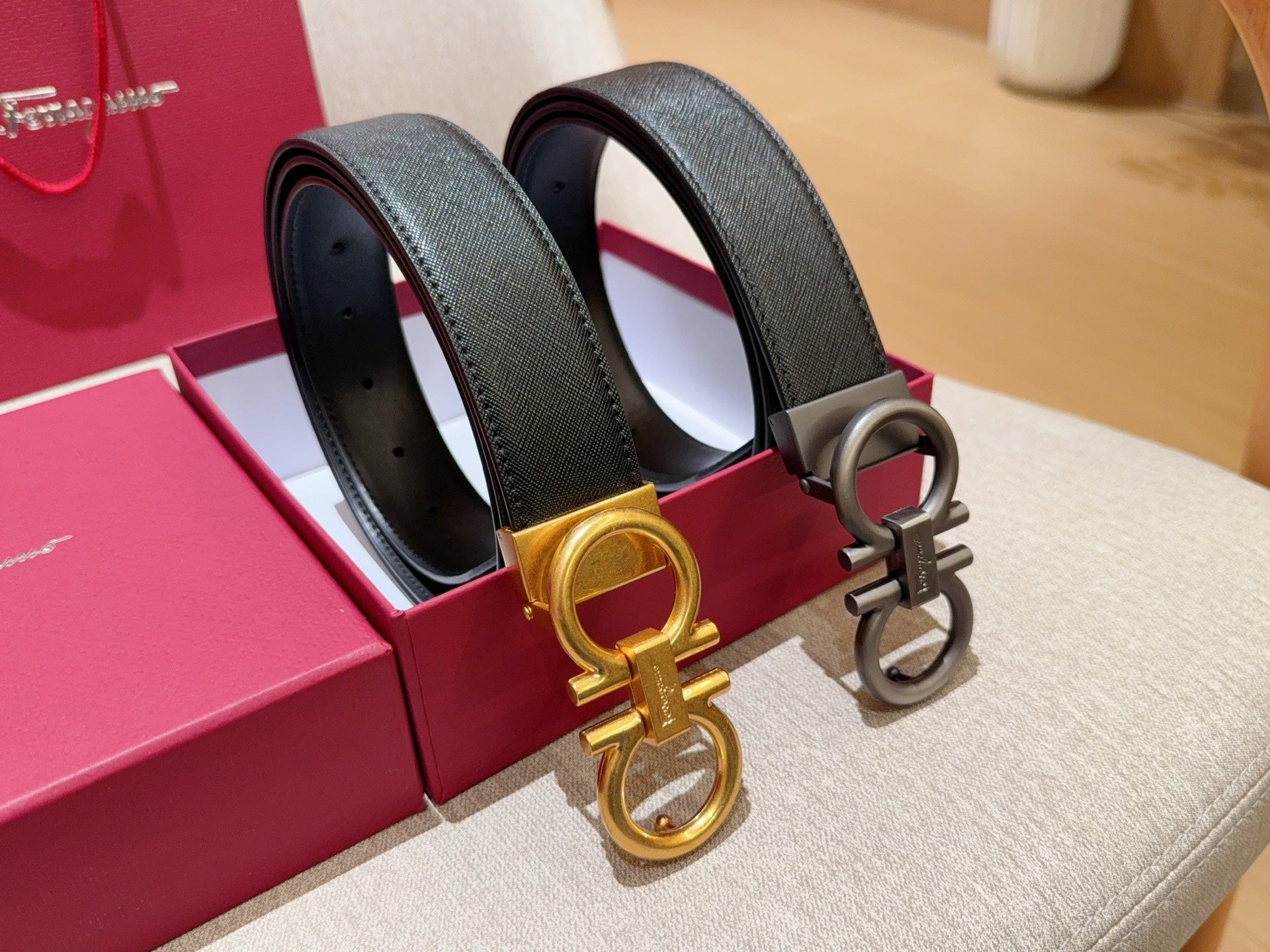 페라가모 블랙 리버시블 간치니 벨트 간치니벨트 2color