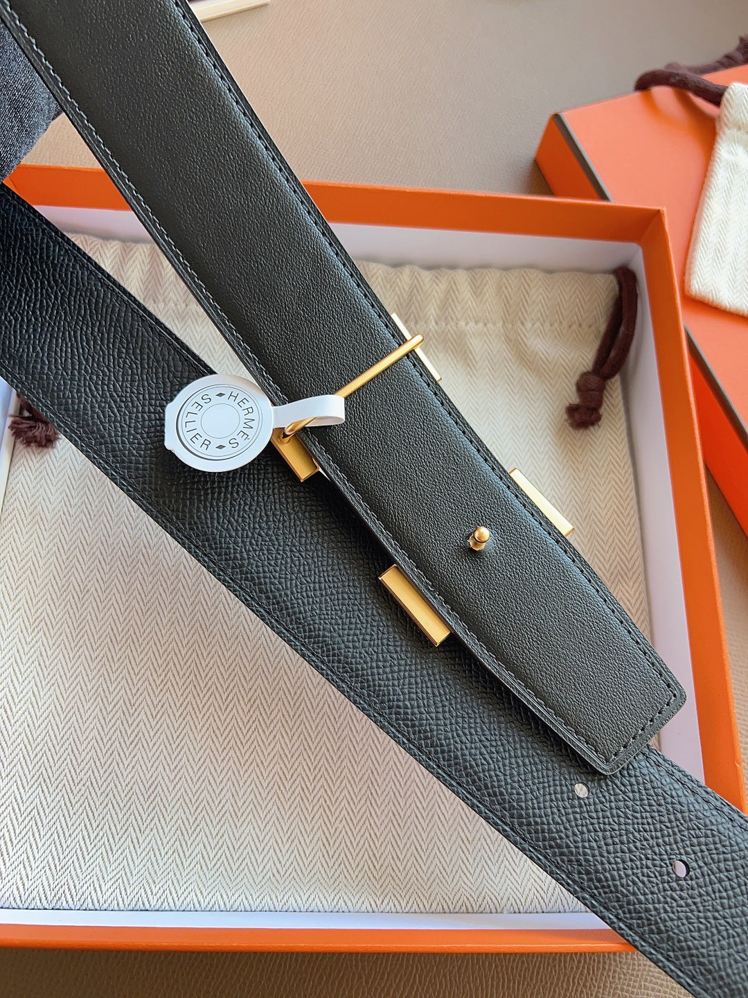에르메스 콘스탄스 블랙 금장 H 버클 리버서블 벨트 32mm