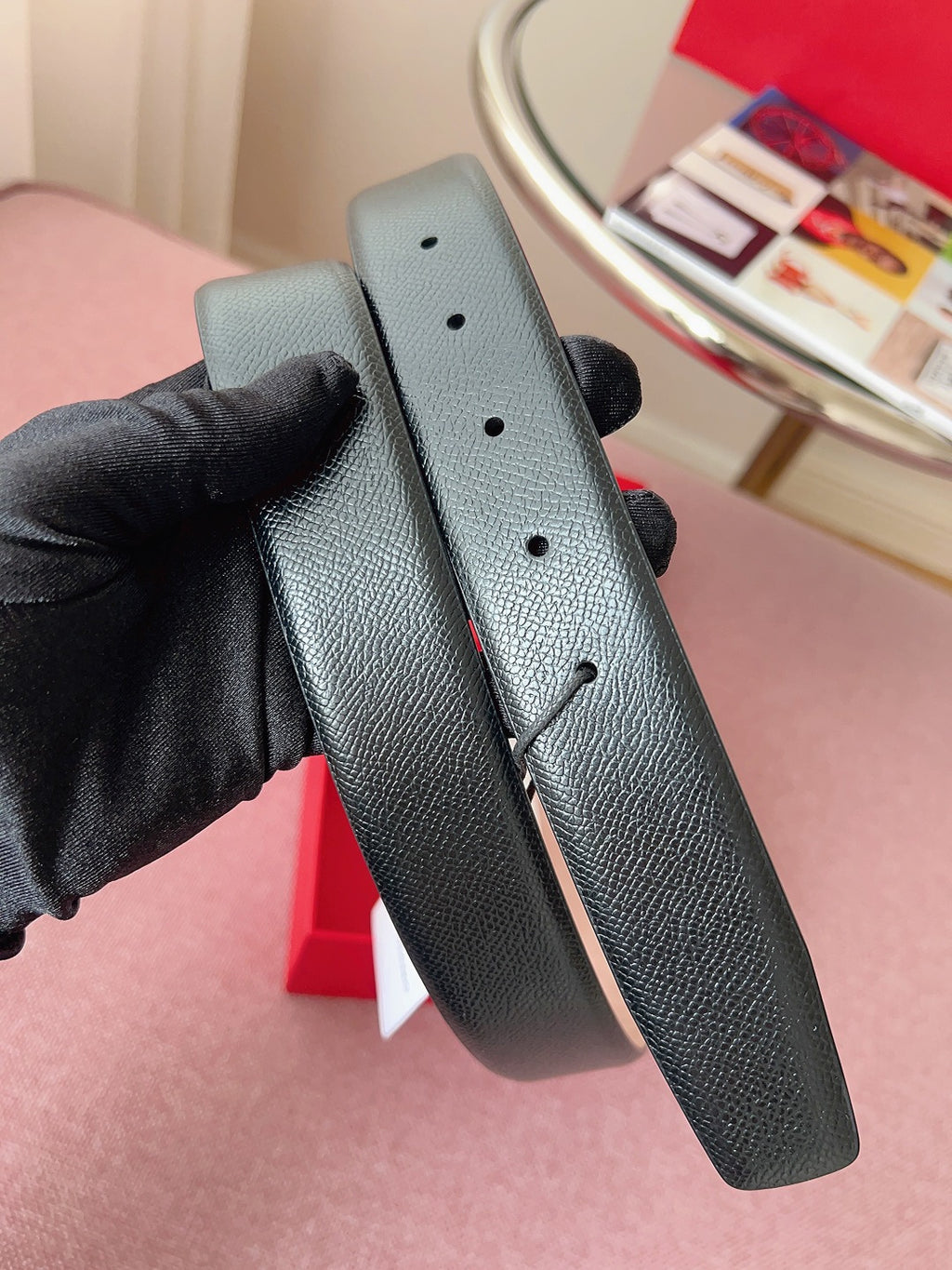 페라가모 블랙 리버서블 더블 간치니 벨트 3.5cm 간치니