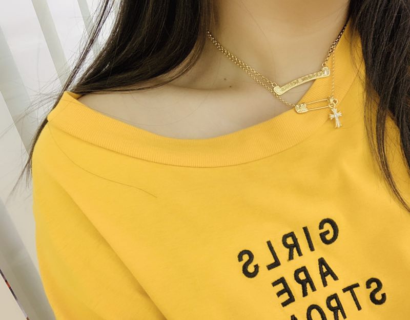 크롬하츠 세이프티 핀 베이비 크로스 다이아 목걸이 2color
