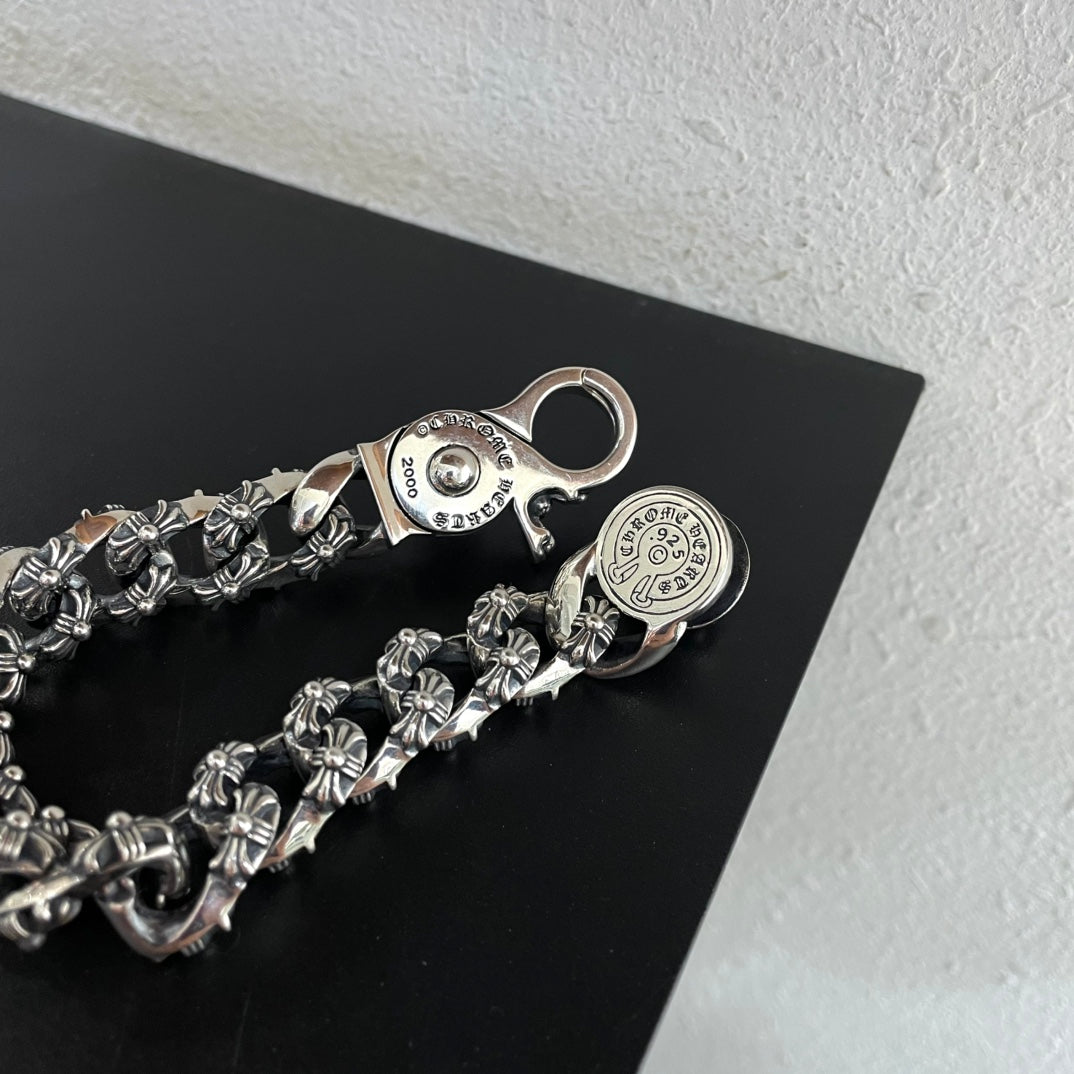 크롬하츠 크로스 엑스트라 팬시 클립 실버 팔찌