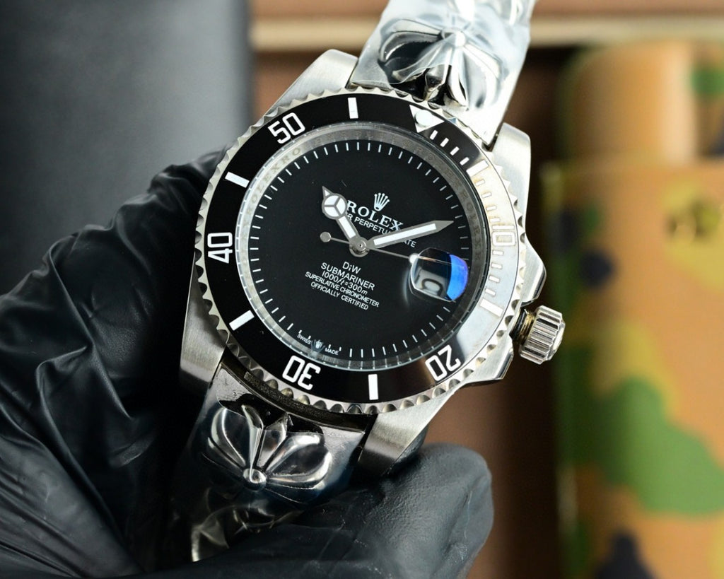 롤렉스 서브마리너 블랙 크롬하츠 대거 커스텀 실버 40mm 섭마