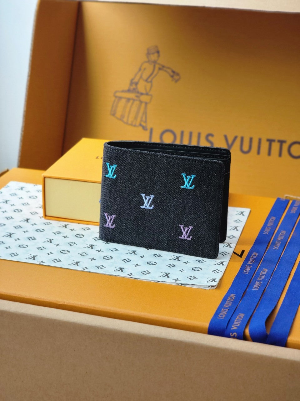 루이비통 LV 블라손 데님 멀티플 반지갑