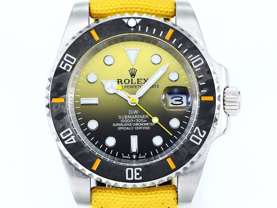 롤렉스 DiW 서브마리너 옐로우 카본 옐로우 나일론 40mm