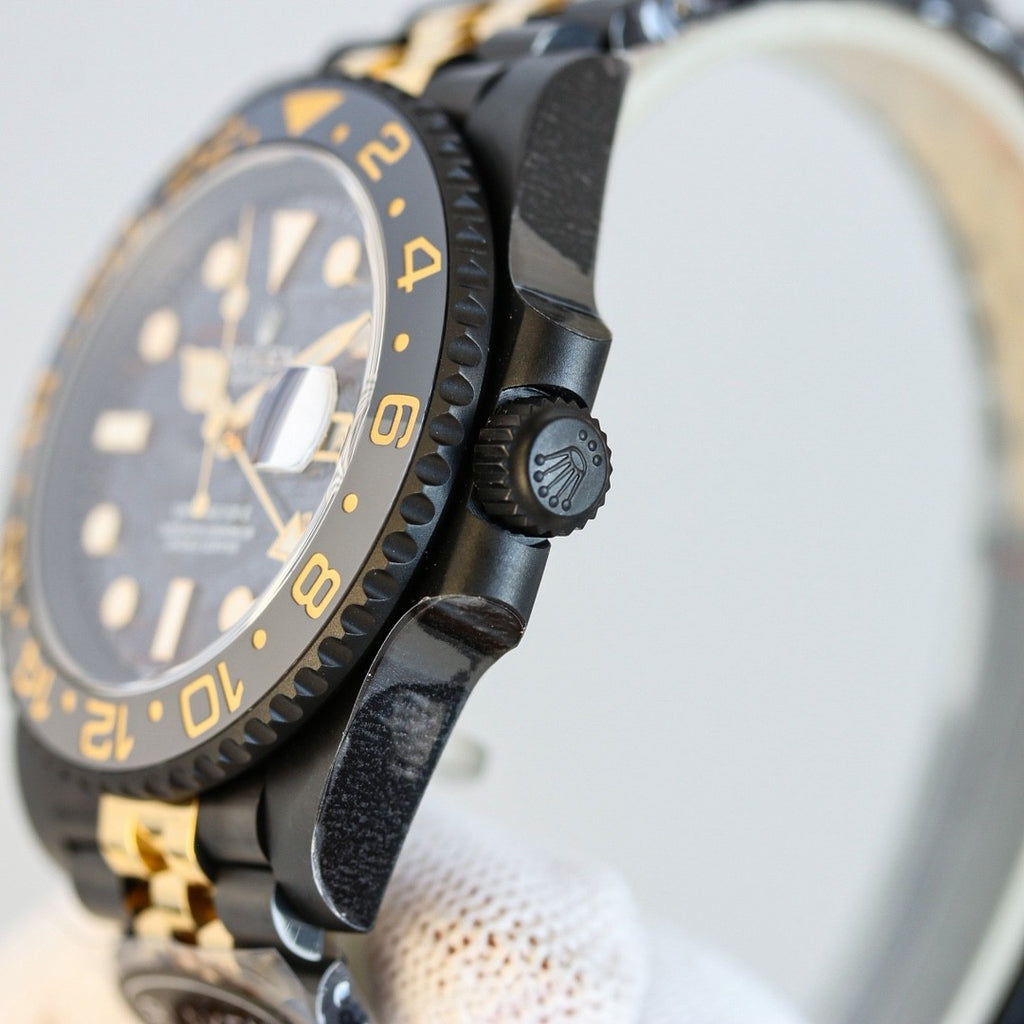 롤렉스 GMT-마스터 II 블랙 옐로우골드 40mm 타이거아이언 커스텀