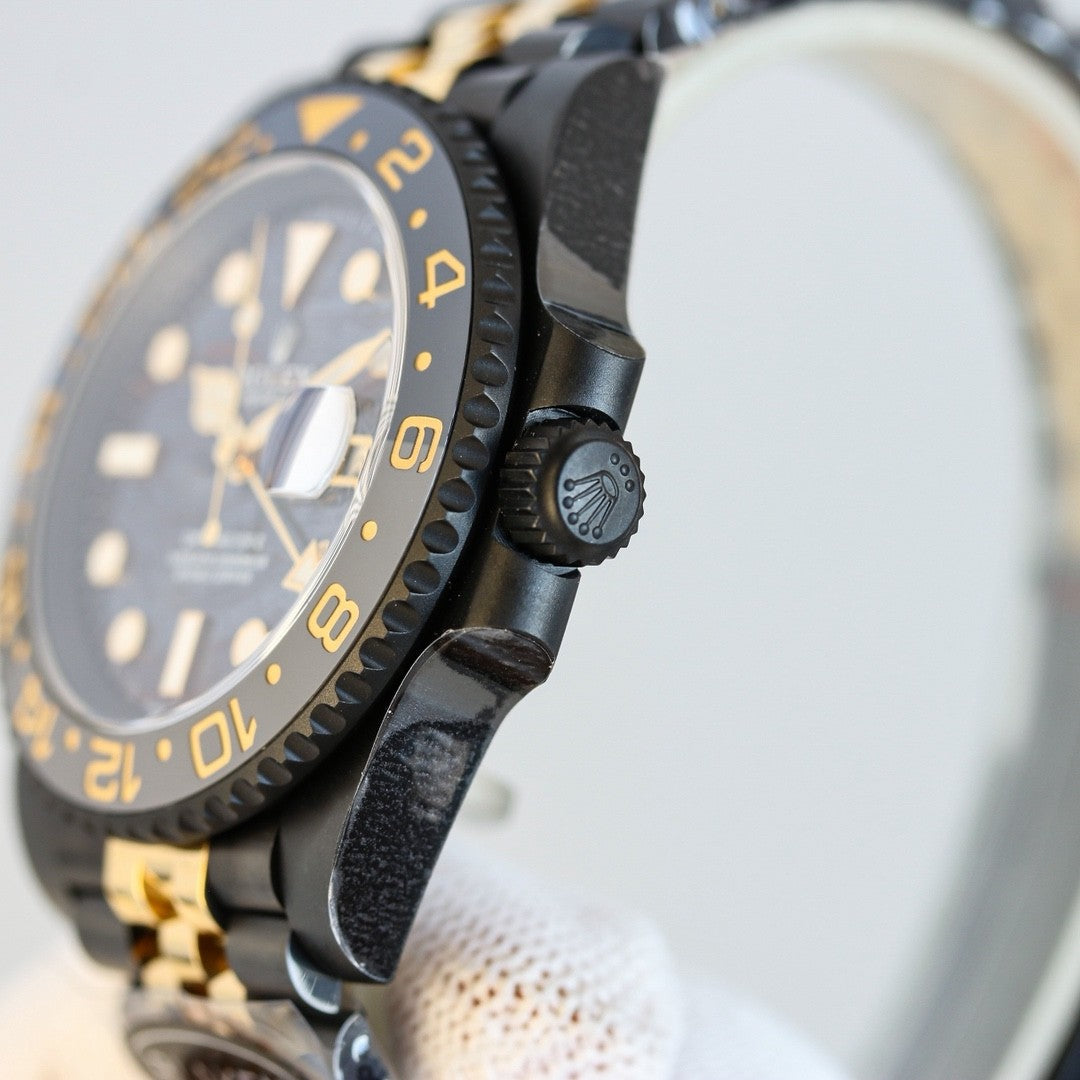 롤렉스 GMT-마스터 II 블랙 옐로우골드 40mm 타이거아이언 커스텀