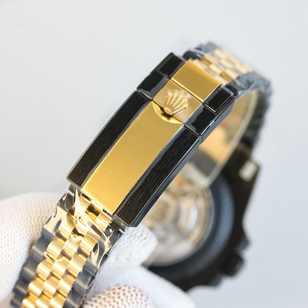 롤렉스 GMT-마스터 II 블랙 옐로우골드 40mm 타이거아이언 커스텀