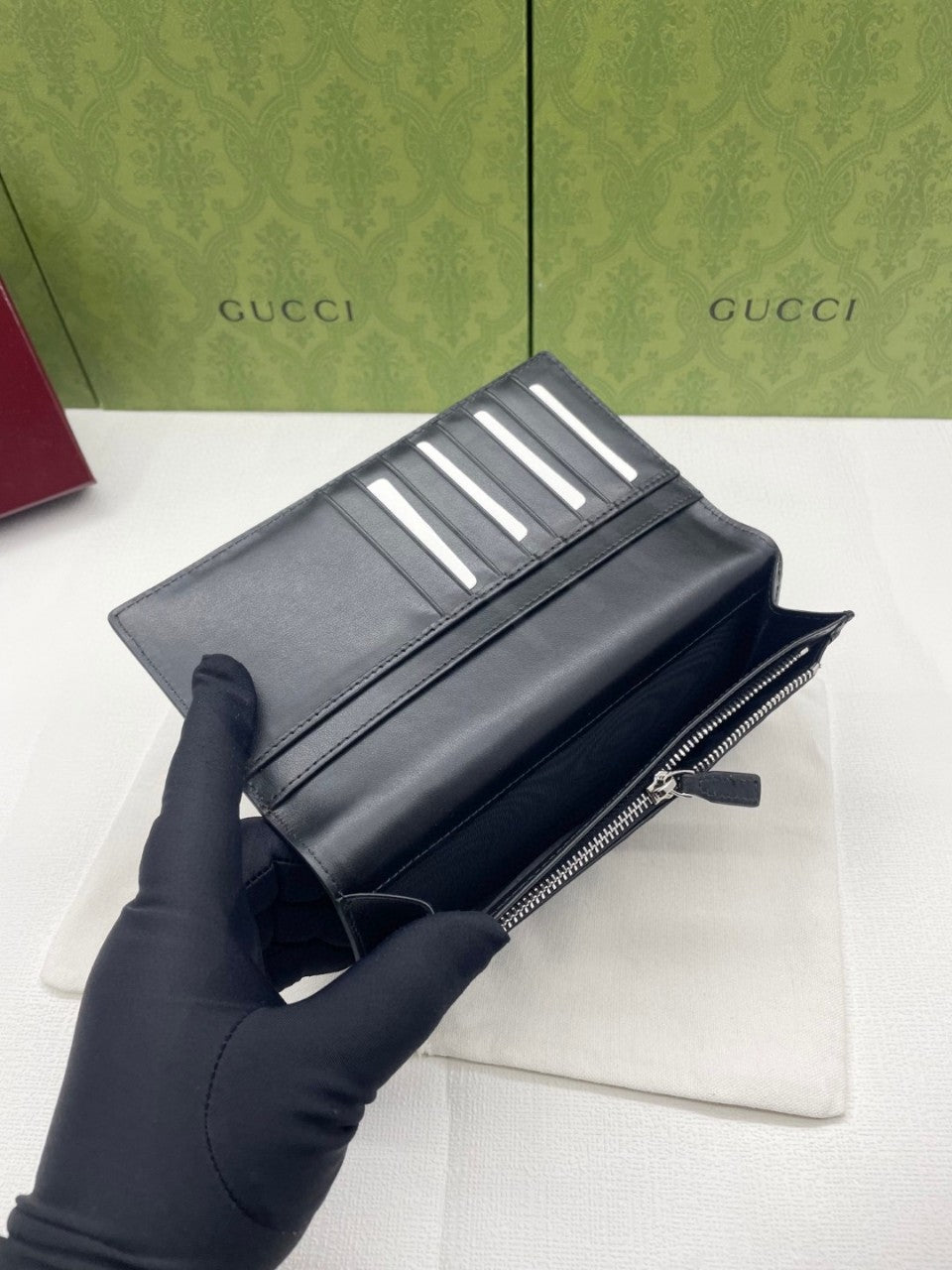 구찌 블랙 마이크로시마 레더 남성 장지갑