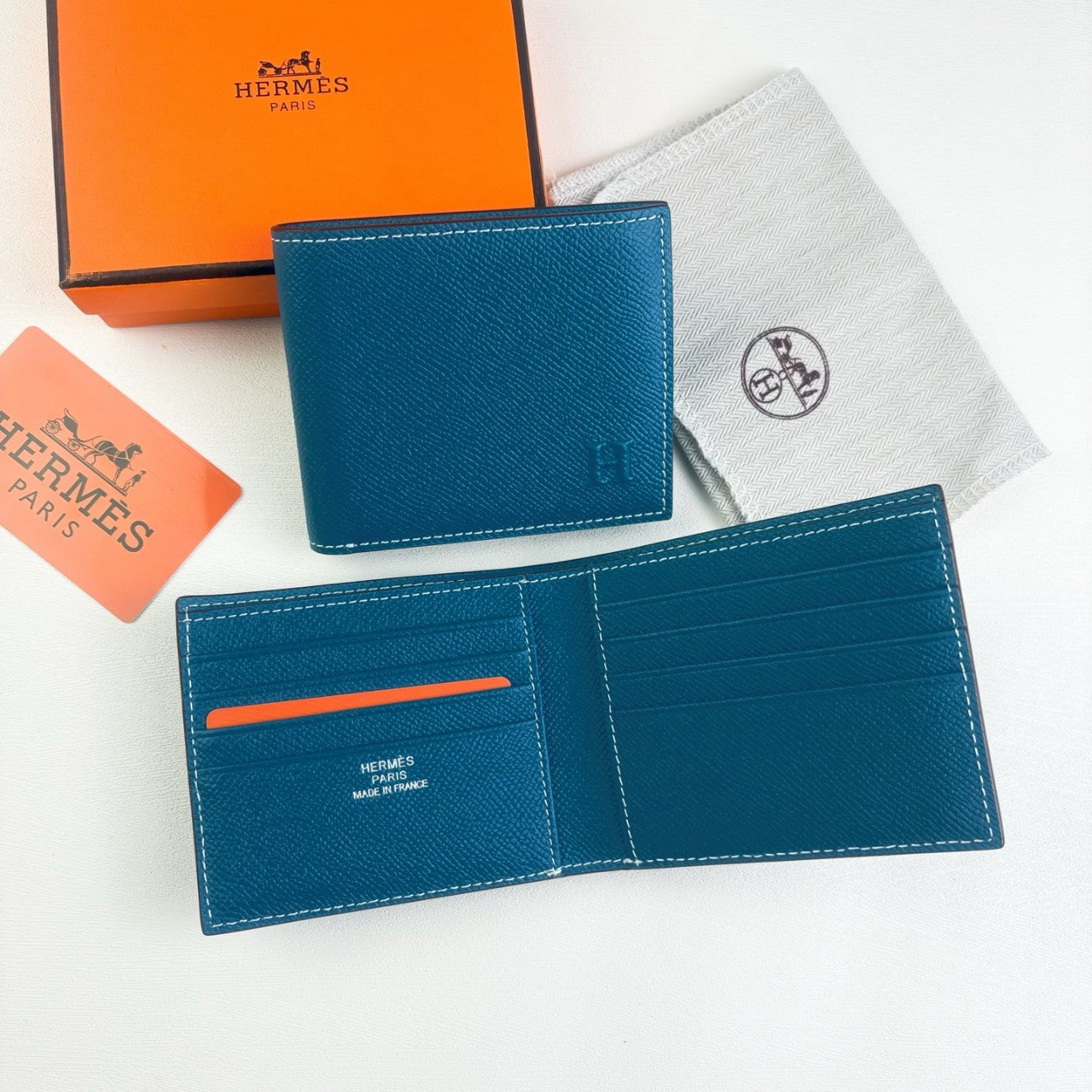 에르메스 블루 엡솜 H 셀리에 컴팩트 반지갑