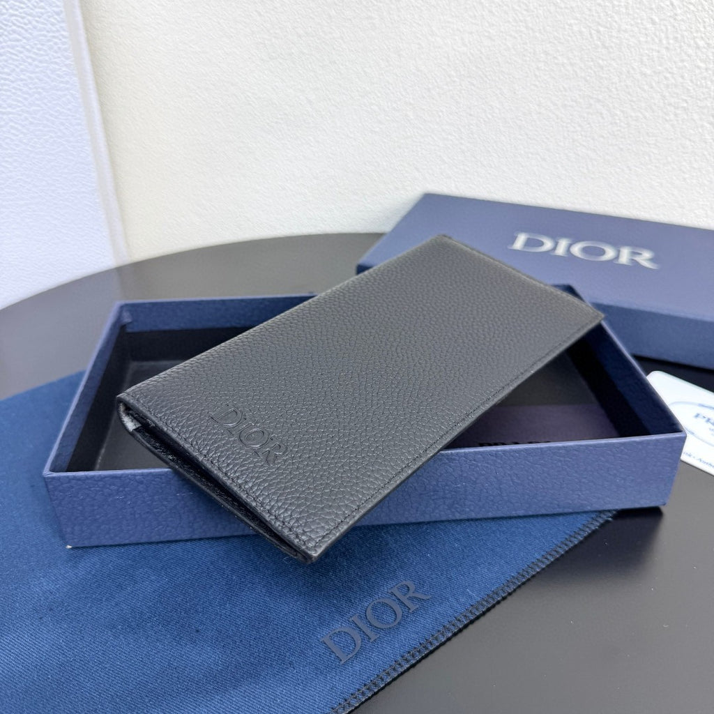 디올 블랙 그레인 송아지 가죽 CD Icon 버티컬 장지갑