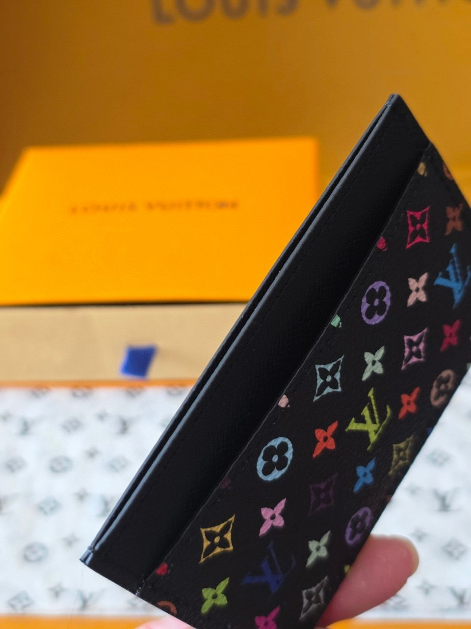 루이비통 x 무라카미 타카시 블랙 멀티컬러 더블 카드 홀더